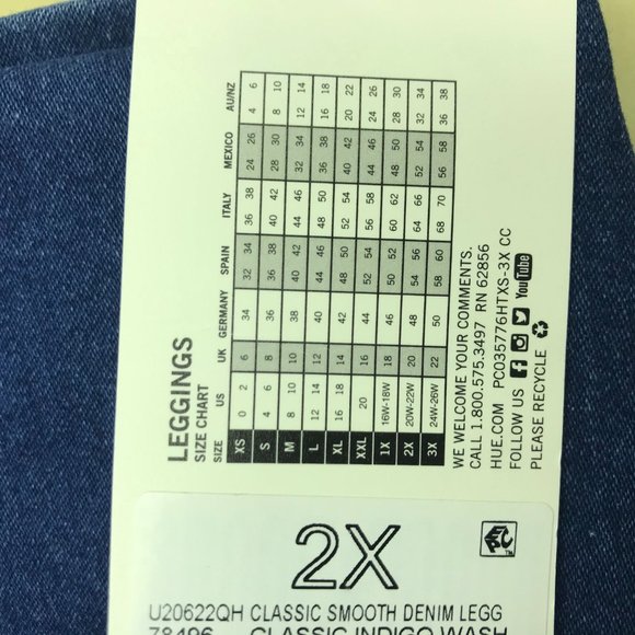 Hue Women’s Original Smoothing Plus Size Denim Leggings Very Stretchy - Picture 6 of 6